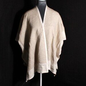 Warm And Cozy Open Cardigan Poncho Oatmeal and Cream Size Medium